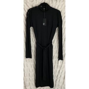 PAIGE Paxton Black Long Sleeve Dress with Button Accents